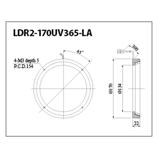 Area Scan UV Light Outer diameter 170 mm, Inner diameter 134 mm, Height 22 mm