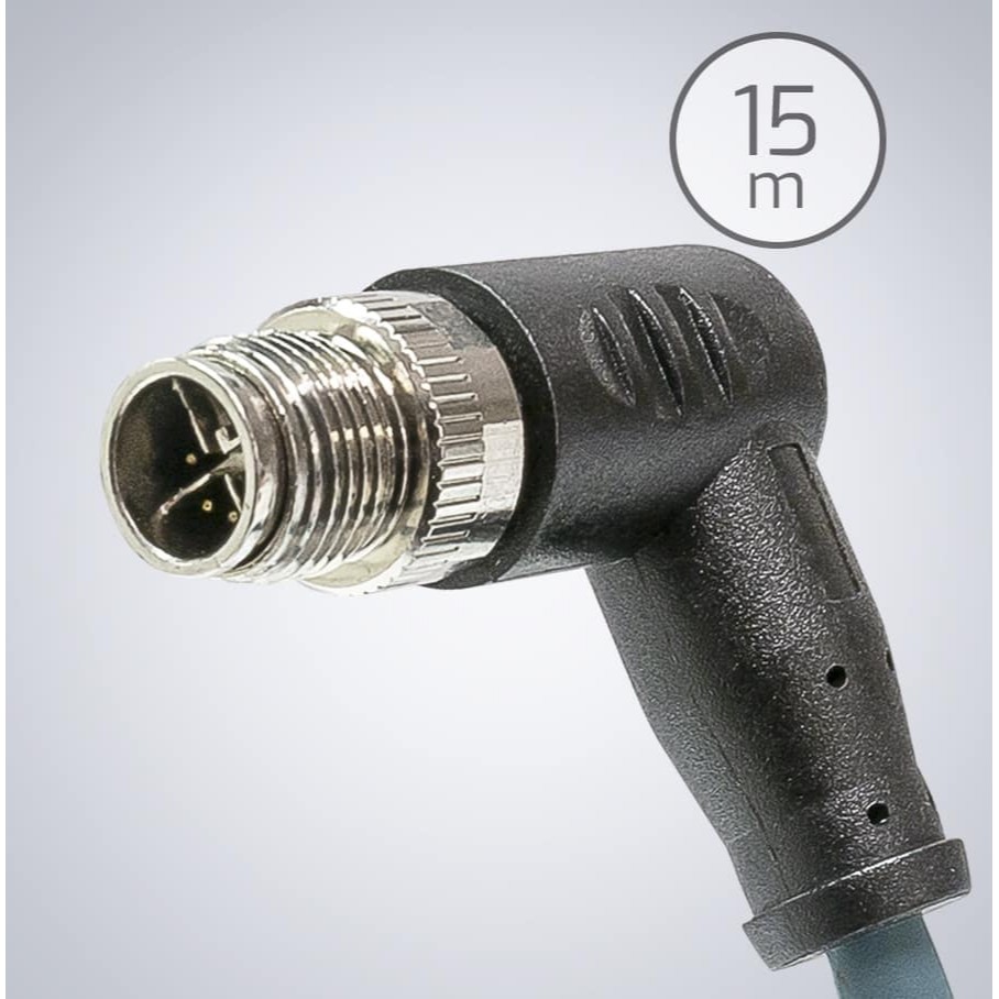 M12-RJ45 CAT6A Ethernet IP67 Cable 15M (Type 1 RA)