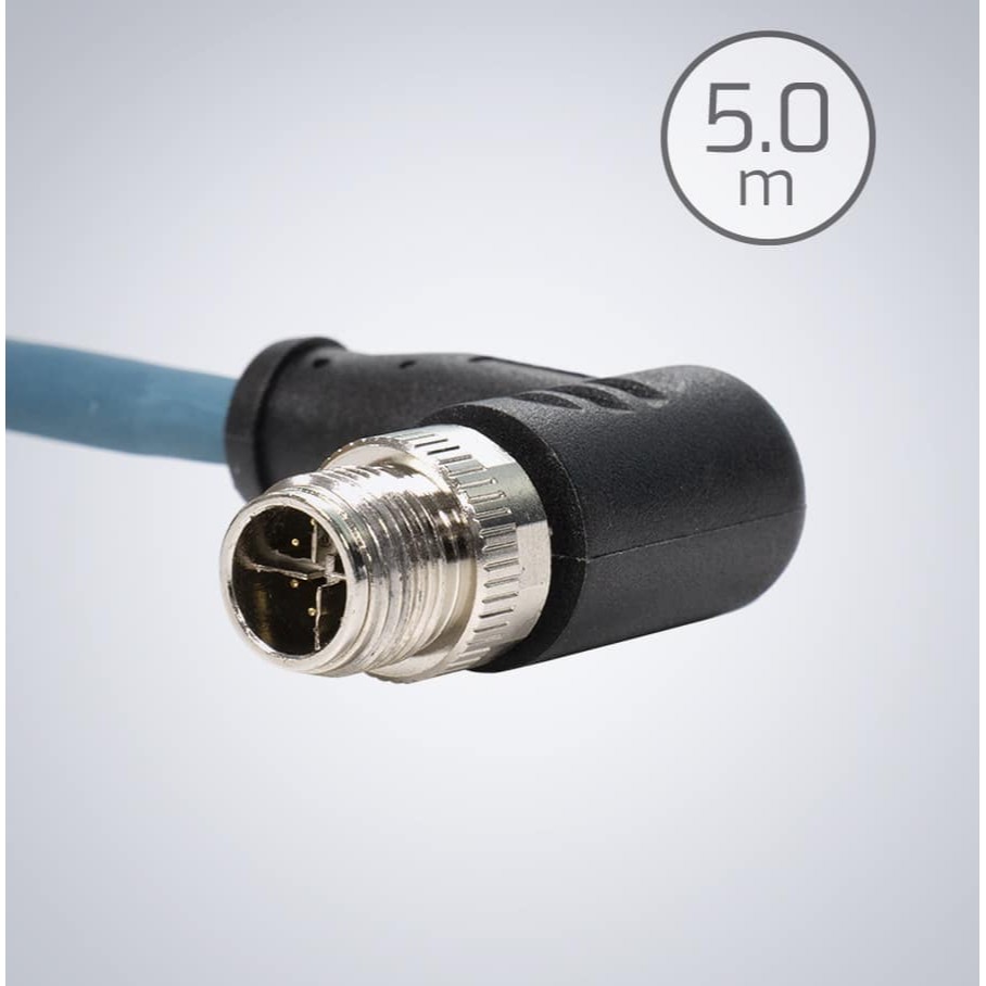 M12-RJ45 CAT6A Ethernet IP67 Cable 5M (Type 3 RA)