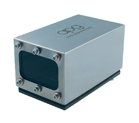 [42D-AL] 42D SERIES 9IN ENCLOSURE, 304 STAINLESS STEEL BODY, ANODIZED ALUMINUM BASE, GLASS VP, PG36 CABLE GLAND IN BODY, BASLER SPRINT ARM