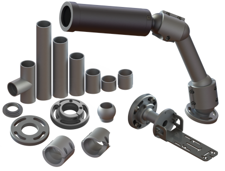 ASM 20 SERIES, 6061-T6 ALUMINUM, CLEAR HARDCOAT ANODIZED, LO-PRO TO LO-PRO ASSEMBLY, 2" TUBE
