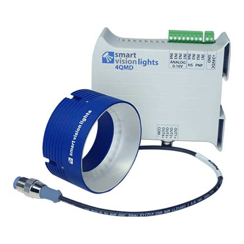 [RM75-4Z-625-KIT] 75mm O.D. x 52mm I.D. low-angle 4 Zone ring light - Red LEDs (Contains Light, Cable & External Driver)
